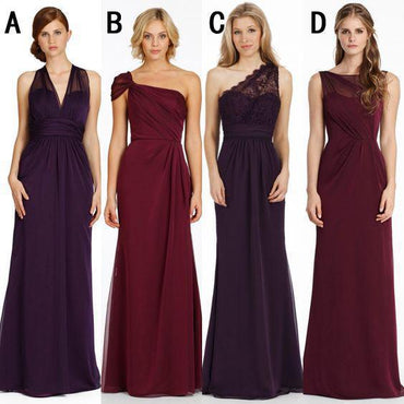 Cheap Mismatched Chiffon Long Bridesmaid Dresses, Affordable Unique Custom Long Bridesmaid Dresses, Affordable Bridesmaid Gowns, BD112