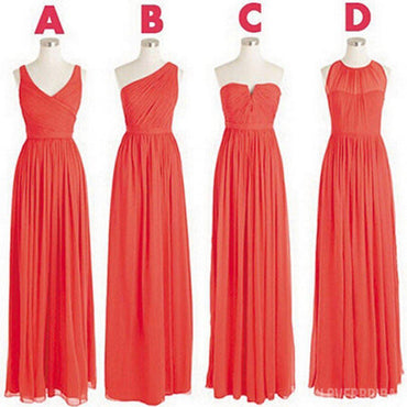 Cheap Simple Mismatched Styles Classic Formal Chiffon Floor-Length A Line Long Bridesmaid Dresses, WG182