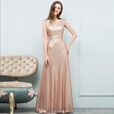 Cheap Sparkly Floor Length Mismatched Gold Sequin Bridesmaid Dresses Online, WG545