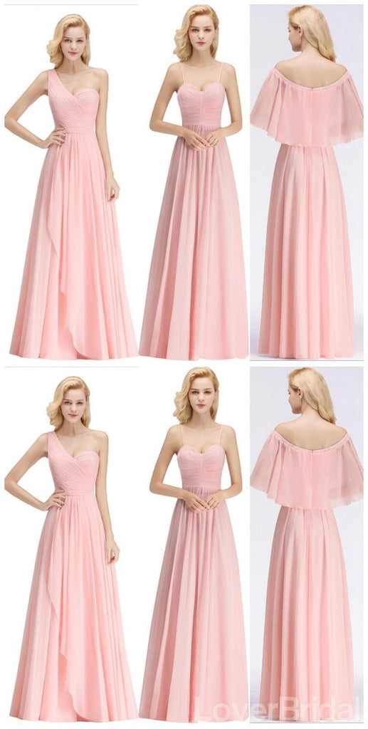 Chiffon Blush Pink Mismatched Simple Cheap Bridesmaid Dresses Online, WG521