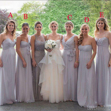 Chiffon Mismatched Different Styles Floor Length Cheap Wedding Guest Bridesmaid Dresses, WG172