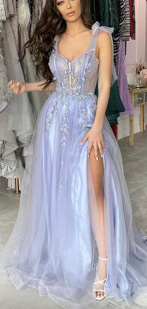 Elegant A-line High Slit Maxi Long Prom Dresses,Evening Dresses,12921