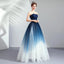 Elegant A-line Sweetheart Blue & White Long Prom Dresses Online,12457