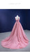 Elegant Pink A-line Illusion Long Party Prom Dresses, Dance Dresses,12356