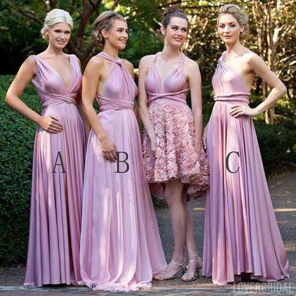 Fashion Convertible Jersey Cheap Pleating Floor-Length Morden Wedding Bridesmaid Dresses, WG41