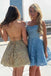 Gold Lace Cross Back Short Homecoming Dresses Online, Cheap Short Prom Dresses, CM840