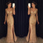 Gold Rhinestone Beaded Mermaid Evening Prom Dresses, Sexy See Through Party Prom Dress, Custom Long Prom Dresses, Cheap Formal Prom Dresses, 17052