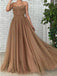 Gorgeous Brown A-line Sweetheart Maxi Long Prom Dresses,Evening Dresses,12971