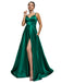 Green A-line Spaghetti Straps Side Slit Cheap Long Prom Dresses,12791