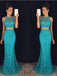 Green Mermaid Two Pieces Halter Cheap Prom Dresses Online, Evening Dresses,12466
