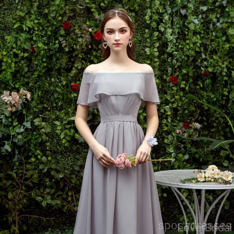 Grey Floor Length Mismatched Chiffon Cheap Bridesmaid Dresses Online, WG532