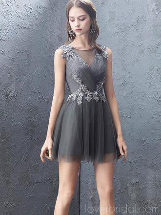Grey Lace Beaded Cheap Homecoming Dresses Online, Cheap Short Prom Dresses, CM771