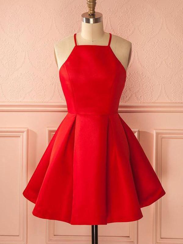 Halter Bright Red Short Homecoming Dresses Under 100, CM386