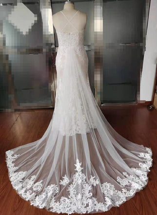 Halter Sexy Lace Mermaid Cheap Wedding Dresses Online, Cheap Unique Bridal Dresses, WD590