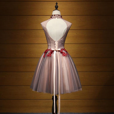 High Neck Open Back Lace Cheap Short Homecoming Dresses Online, CM689