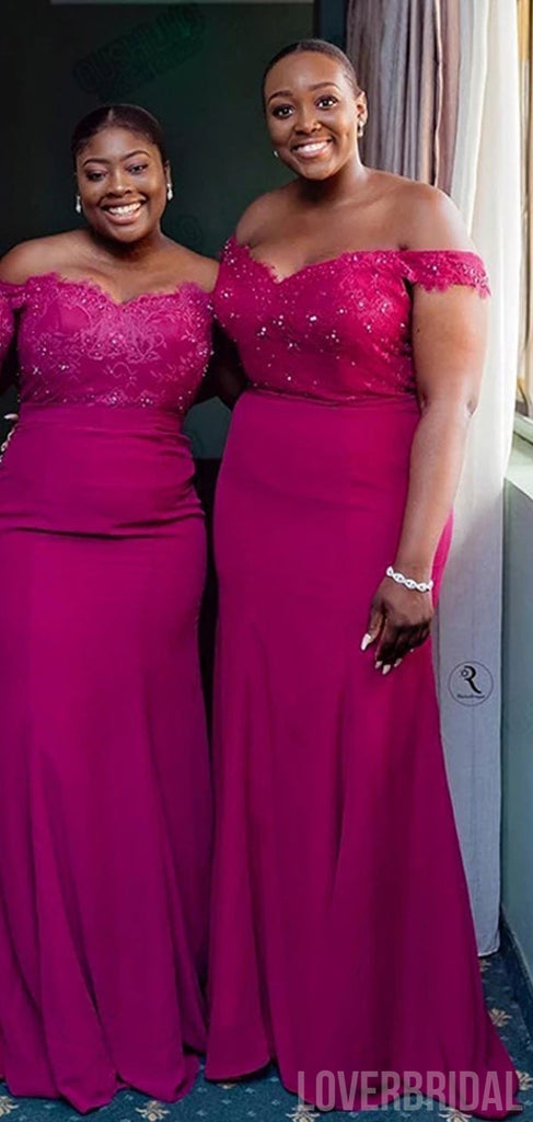 Hot Pink Mermaid Off Shoulder Cheap Long Bridesmaid Dresses Online,WG1017