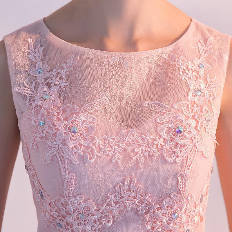 Illusion Blush Pink Lace Beaded Cheap Homecoming Dresses Online, CM696