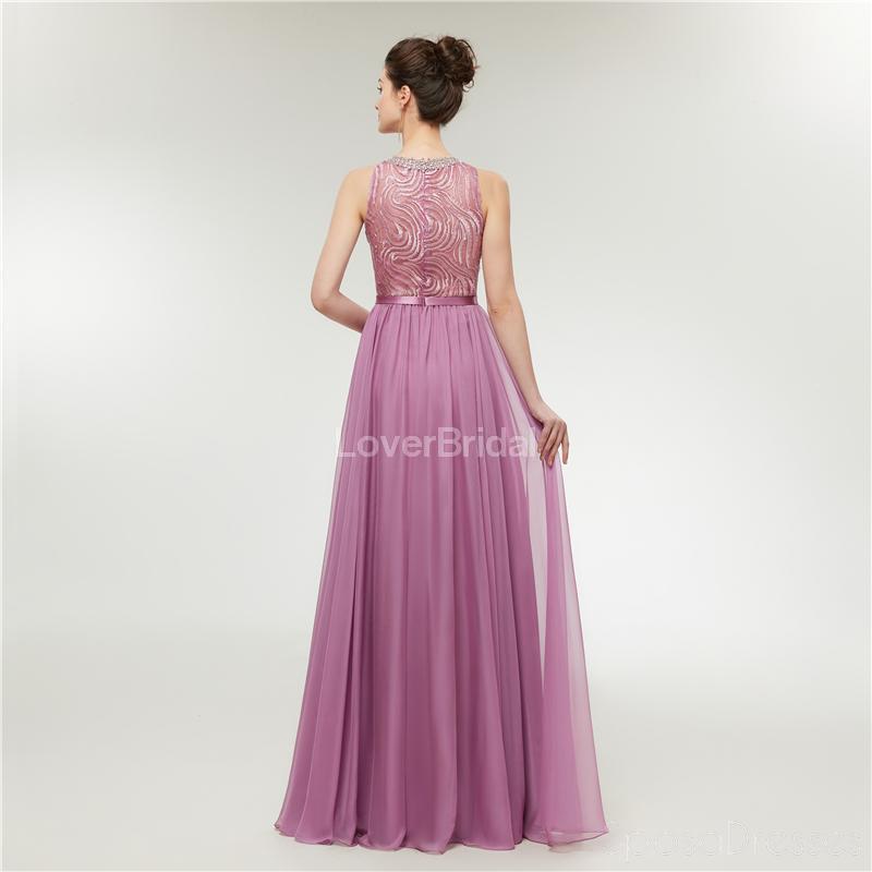 Jewel Purple Beaded Cheap Long Evening Prom Dresses, Evening Party Prom Dresses, 12001