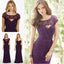 Lace Chiffon Sweet Heart Backless A Line Formal Floor-Length Purple Cap Sleeve Cheap Bridesmaid Dresses, WG48