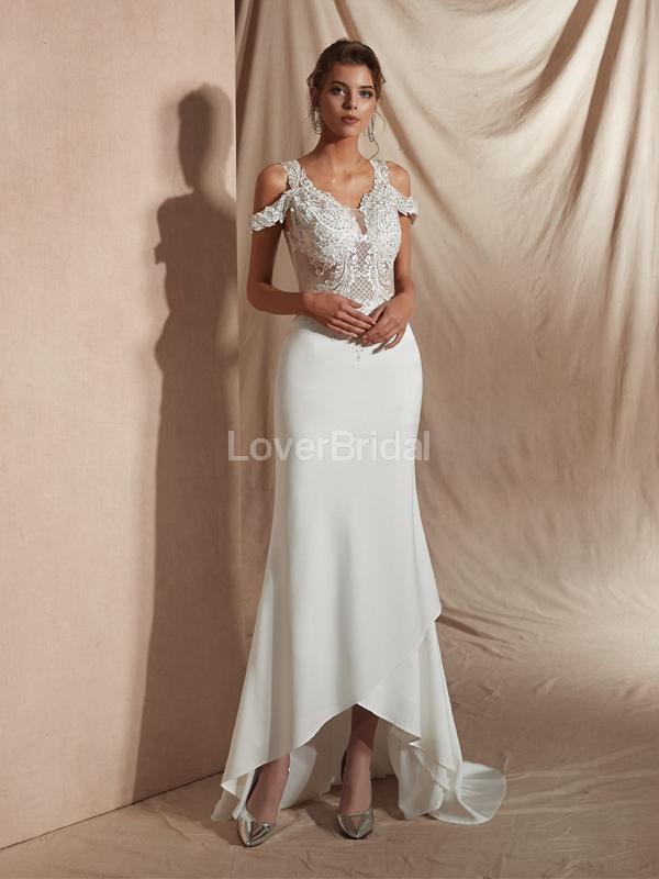 Lace Straps Mermaid Cheap Wedding Dresses Online, Cheap Unique Bridal Dresses, WD581