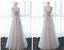 Long Sleeve Gray Lace Soft Tulle Long Bridesmaid Dresses, Cheap Custom Long Bridesmaid Dresses, Affordable Bridesmaid Gowns, BD017