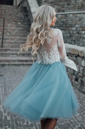 Long Sleeve Lace Short Turquoise Homecoming Prom Dresses, Affordable Short Party Prom Sweet 16 Dresses, Perfect Homecoming Cocktail Dresses, CM563