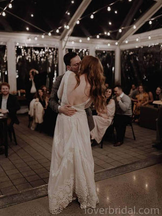 Long Sleeves Lace Backless Long Wedding Dresses Online, Cheap Bridal Dresses, WD544