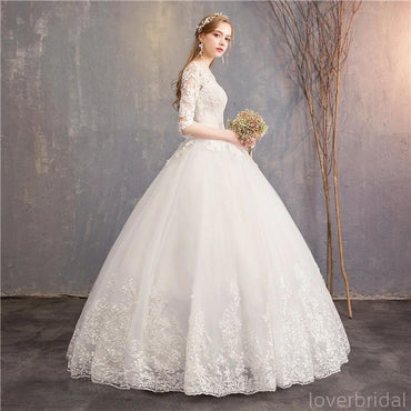Long Sleeves Lace Ball Gown Cheap Wedding Dresses Online, Cheap Bridal Dresses, WD495