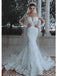 Long Sleeves Lace Beaded Mermaid Wedding Dresses Online, Cheap Unique Bridal Dresses, WD600