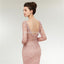 Long Sleeves Lace Mermaid Peach Evening Prom Dresses, Evening Party Prom Dresses, 12020