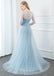 Long Sleeves Tiffany Blue Mermaid Evening Prom Dresses, Evening Party Prom Dresses, 12287