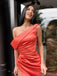 Mermaid Orange One Shoulder High Slit Cheap Long Prom Dresses Online,12489