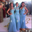 Mismatched Blue Mermaid Cheap Long Bridesmaid Dresses Online,WG1097
