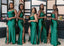 Mismatched Green Mermaid High Slit Long Sleeveless Bridesmaid Dresses Gown Online,WG896