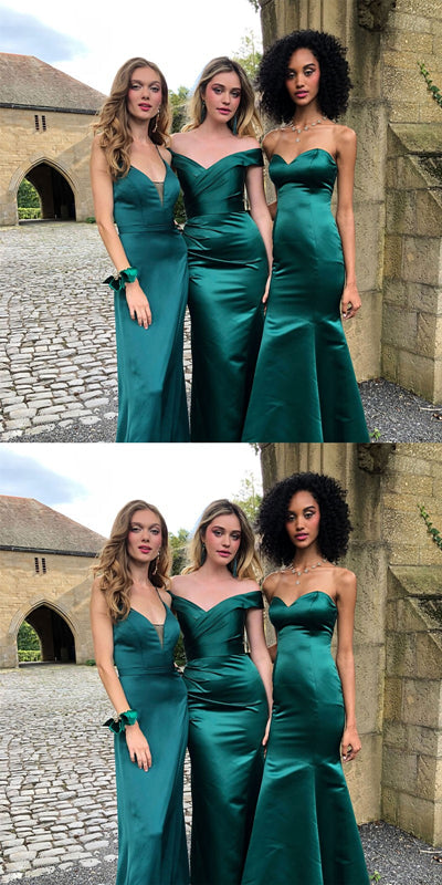 Mismatched Green Mermaid Sleeveless Cheap Long Bridesmaid Dresses Online,WG1062