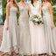 Mismatched Lace Chiffon A Line Custom Bridesmaid Dresses, Cheap Unique Tulle Long Bridesmaid Gown, BD123