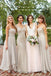 Mismatched Lace Chiffon A Line Custom Bridesmaid Dresses, Cheap Unique Tulle Long Bridesmaid Gown, BD123