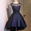 Navy Blue Lace Sexy Backless Short Homecoming Prom Dresses, Affordable Short Party Prom Sweet 16 Dresses, Perfect Homecoming Cocktail Dresses, CM369