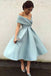 Off Shoulder Dusty Blue Short Cheap Homecoming Dresses 2018, CM543