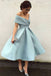 Off Shoulder Dusty Blue Short Cheap Homecoming Dresses 2018, CM543