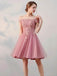 Off Shoulder Dusty Pink Cheap Homecoming Dresses Online, Cheap Short Prom Dresses, CM742