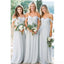 Off Shoulder Grey Chiffon Long Cheap Bridesmaid Dresses Online, WG606