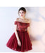 Off Shoulder Lace Beaded See Through Red Homecoming Dresses Online, Cheap Short Prom Dresses, CM790