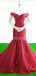 Off Shoulder Red Mermaid Evening Prom Dresses, Evening Party Prom Dresses, 12266