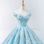 Off Shoulder Tiffany Blue Ball Gown Cheap Long Evening Prom Dresses, Cheap Custom Sweet 16 Dresses, 18532