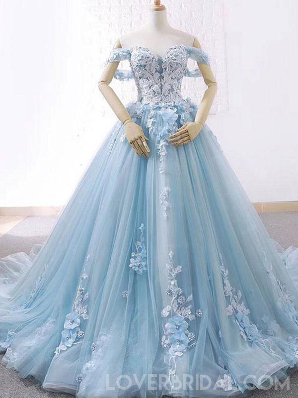 Off Shoulder Tiffany Blue Lace Beaded A-line Long Evening Prom Dresses, Cheap Sweet 16 Dresses, 18432