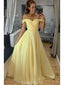 Off Shoulder Yellow A-line Cheap Evening Prom Dresses, Evening Party Prom Dresses, 12178