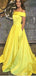 Off Shoulder Yellow Cheap Long Evening Prom Dresses, Evening Party Prom Dresses, 12157