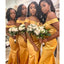 Off Shoulder Yellow Side Slit Mermaid Cheap Long Cheap Bridesmaid Dresses Online, WG667