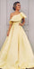 One Shoulder Simple Yellow Cheap Long Evening Prom Dresses, Evening Party Prom Dresses, 12155